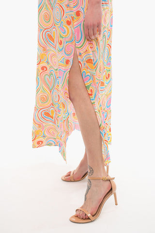 LOVE Printed Sleeveless Maxi Dress With Side Slit