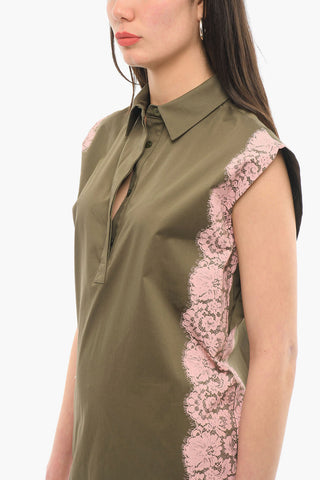 LOVE Cotton-poplin Sleeveless Dress with Floral Print