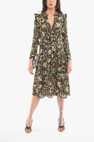 V Neck Printed PARTY CIRCUS Long Sleeved Dress