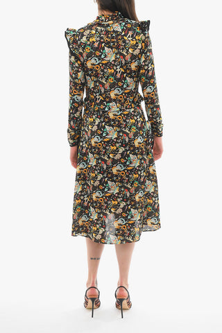 V Neck Printed PARTY CIRCUS Long Sleeved Dress