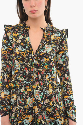V Neck Printed PARTY CIRCUS Long Sleeved Dress
