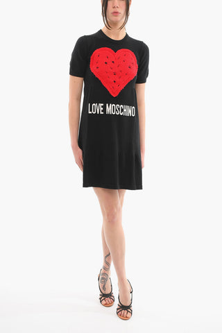 LOVE Embroidered Logo Short Sleeved Knitted Dress