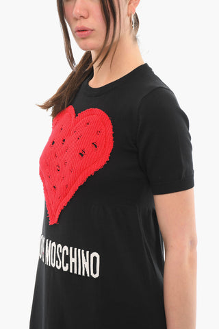 LOVE Embroidered Logo Short Sleeved Knitted Dress