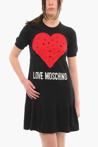 LOVE Embroidered Logo Short Sleeved Knitted Dress