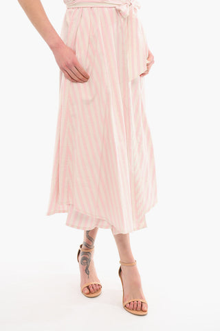 Stripe Print Puffed Short Sleeved Wallet Dress