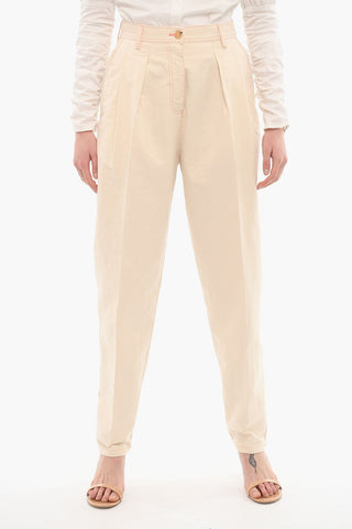 Pleated Jeans With Contrasting Seams