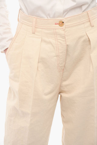 Pleated Jeans With Contrasting Seams