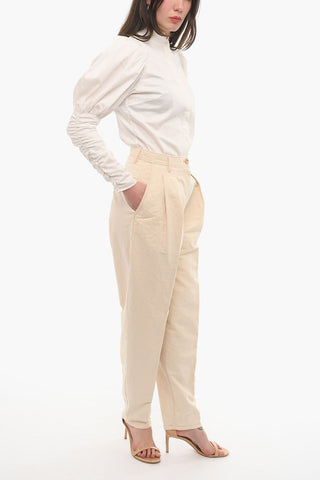 Pleated Jeans With Contrasting Seams