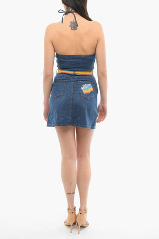 LOVE Open-back Denim Bodycon Dress with Belt