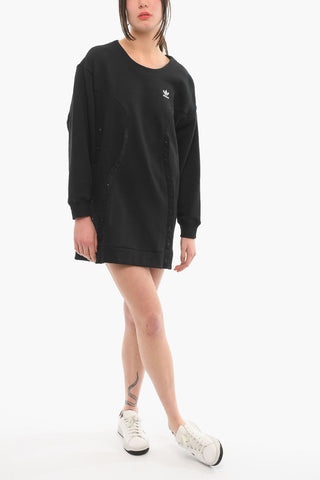 Brushed-cotton Sweatshirt Dress with Button Detail