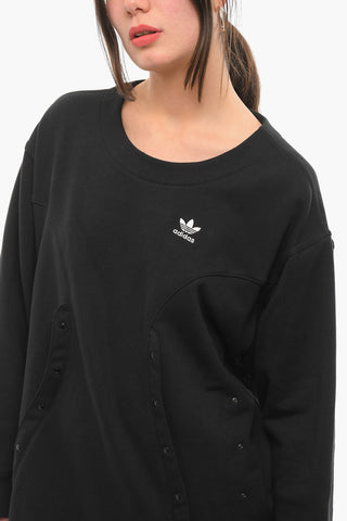Brushed-cotton Sweatshirt Dress with Button Detail