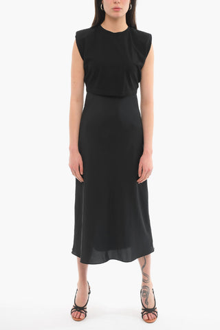 Double Layer TIERNY Sleeveless Dress With Shoulder Pads
