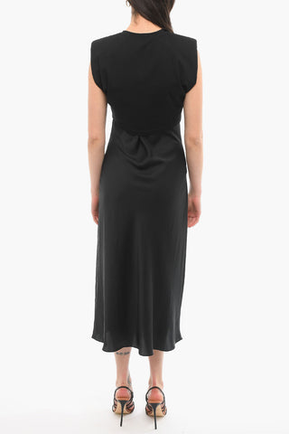 Double Layer TIERNY Sleeveless Dress With Shoulder Pads