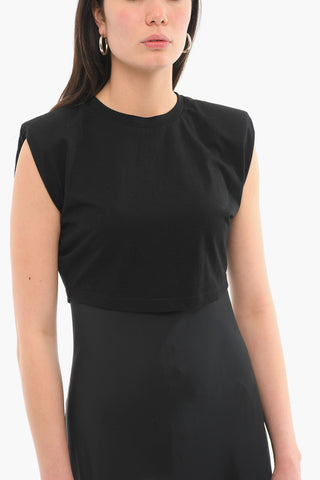 Double Layer TIERNY Sleeveless Dress With Shoulder Pads