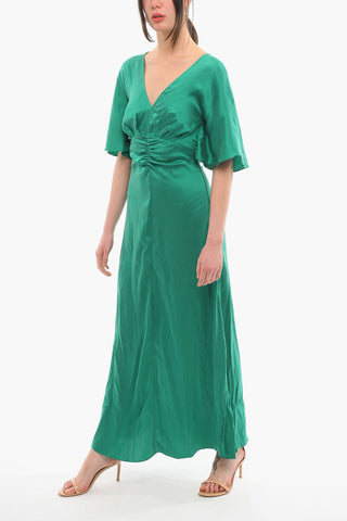 Vestito Maxi Con Maniche A Campana CILLA In Seta Con Scollo A V