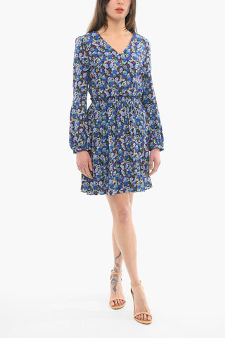 V Neck Floral print Long Sleeved Dress