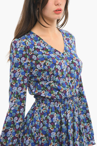 V Neck Floral print Long Sleeved Dress