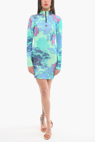 Jersey Long-sleeved Dress with Abstract Print