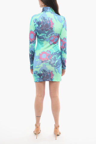 Jersey Long-sleeved Dress with Abstract Print