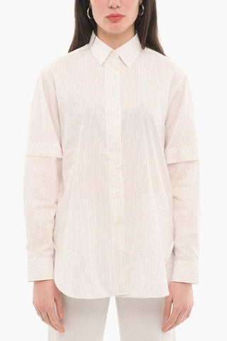 Camicia A Maniche Lunghe Gessata Con Spacchi Laterali