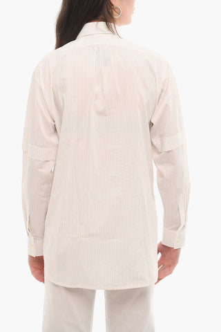 Camicia A Maniche Lunghe Gessata Con Spacchi Laterali