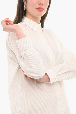 Camicia A Maniche Lunghe Gessata Con Spacchi Laterali