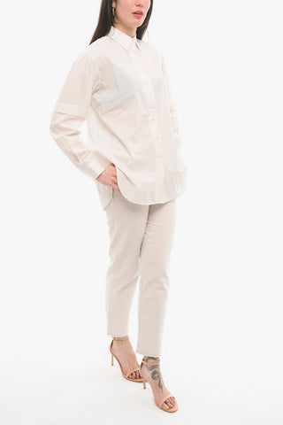 Camicia A Maniche Lunghe Gessata Con Spacchi Laterali