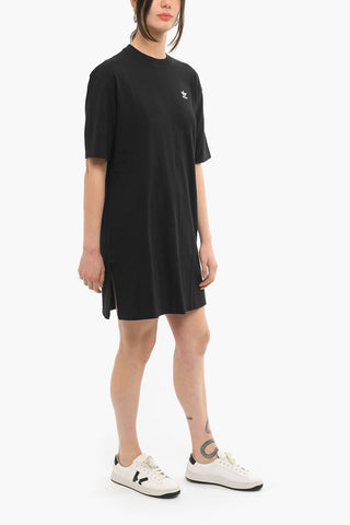 Vestito T-shirt in Cotone con Logo Ricamato
