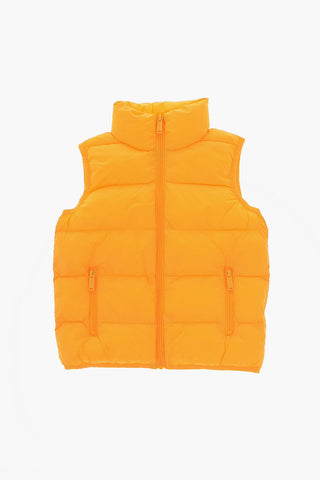 Padded Sleeveless Jacket with Printed Logo