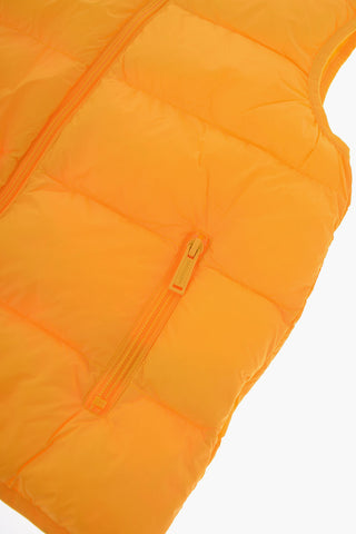 Padded Sleeveless Jacket with Printed Logo