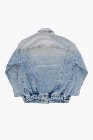 Giubbotto in Denim con Bottoni Argentati e Logati
