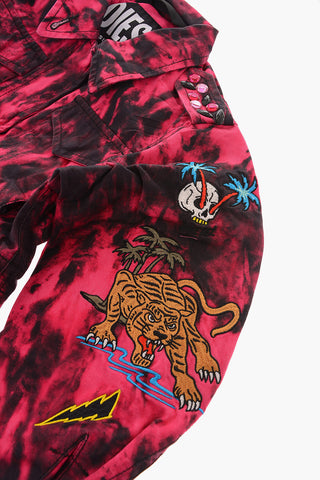 Two-Tone JCLAUDIA Utility Jacket with Embroideries on the Sleeve and Rhinestone Details