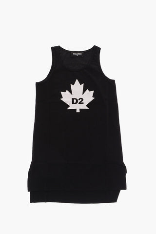 Vestito in Cotone con Stampa Logo a Contrasto