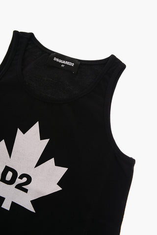 Vestito in Cotone con Stampa Logo a Contrasto