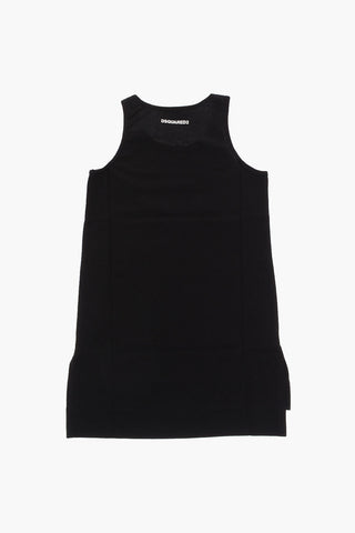 Vestito in Cotone con Stampa Logo a Contrasto