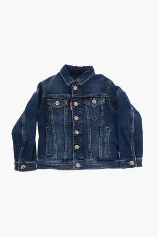 Giubbotto in Denim Stretch con Bottoni Argentati
