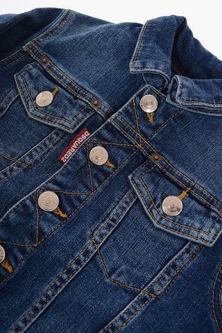 Giubbotto in Denim Stretch con Bottoni Argentati