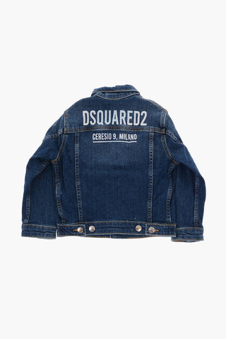Giubbotto in Denim Stretch con Bottoni Argentati