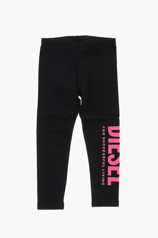 Stretch Cotton PIQUY Leggings with Printed Logo