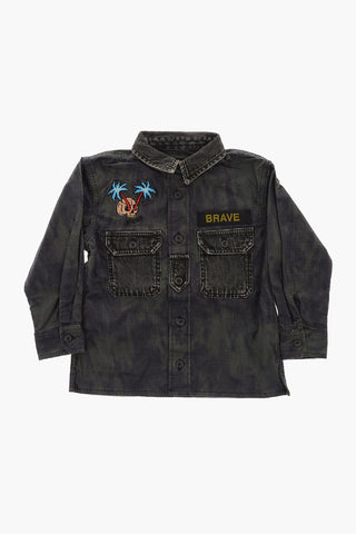 Rip Stop Checked CSBUNNELL Overshirt with Denim Details