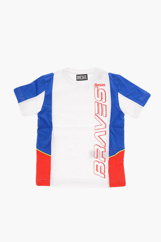 Two-Tone TMAXY Crew-Neck T-shirt with Side Logo