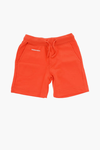 Brushed Cotton Shorts with Printed Contrasting Logo
