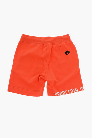 Brushed Cotton Shorts with Printed Contrasting Logo
