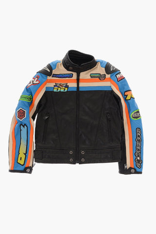ALPINESTARS Leather Jacket with All Over Patches