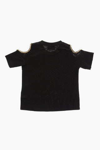 T-Shirt Cold Shoulder TBLING in Cotone con Dettagli Strass