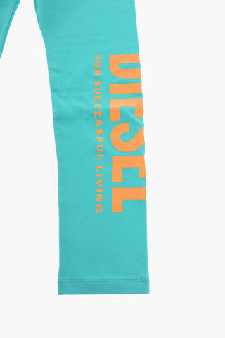 Stretch Cotton PIQUY Leggings with Printed Logo