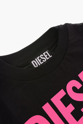 Cropped T-Shirt with Printed Contrasting Logo