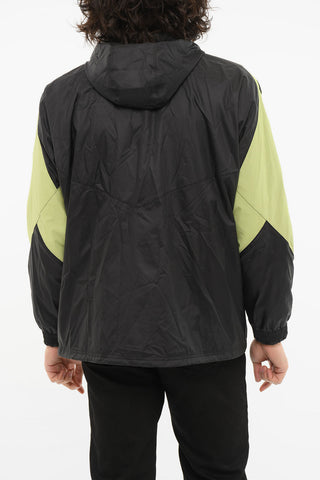 Windbreaker Jacket with Adjustable Hood and Embroidered Logo