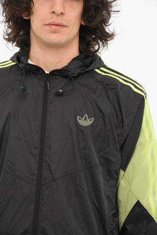 Windbreaker Jacket with Adjustable Hood and Embroidered Logo