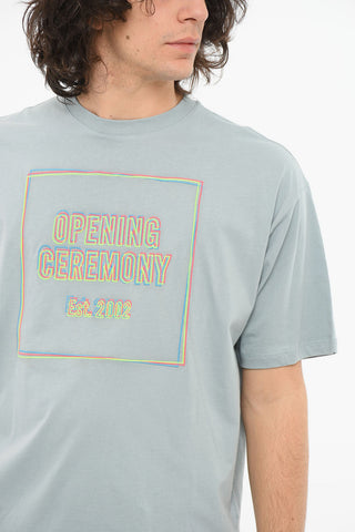 T-shirt Girocollo con Ricamo Logo Multicolor